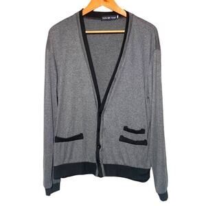 Yang Con Yuan Woman Gray Tight Knit Stretch Cardigan 4 Button Long Sleeve Sz XXL